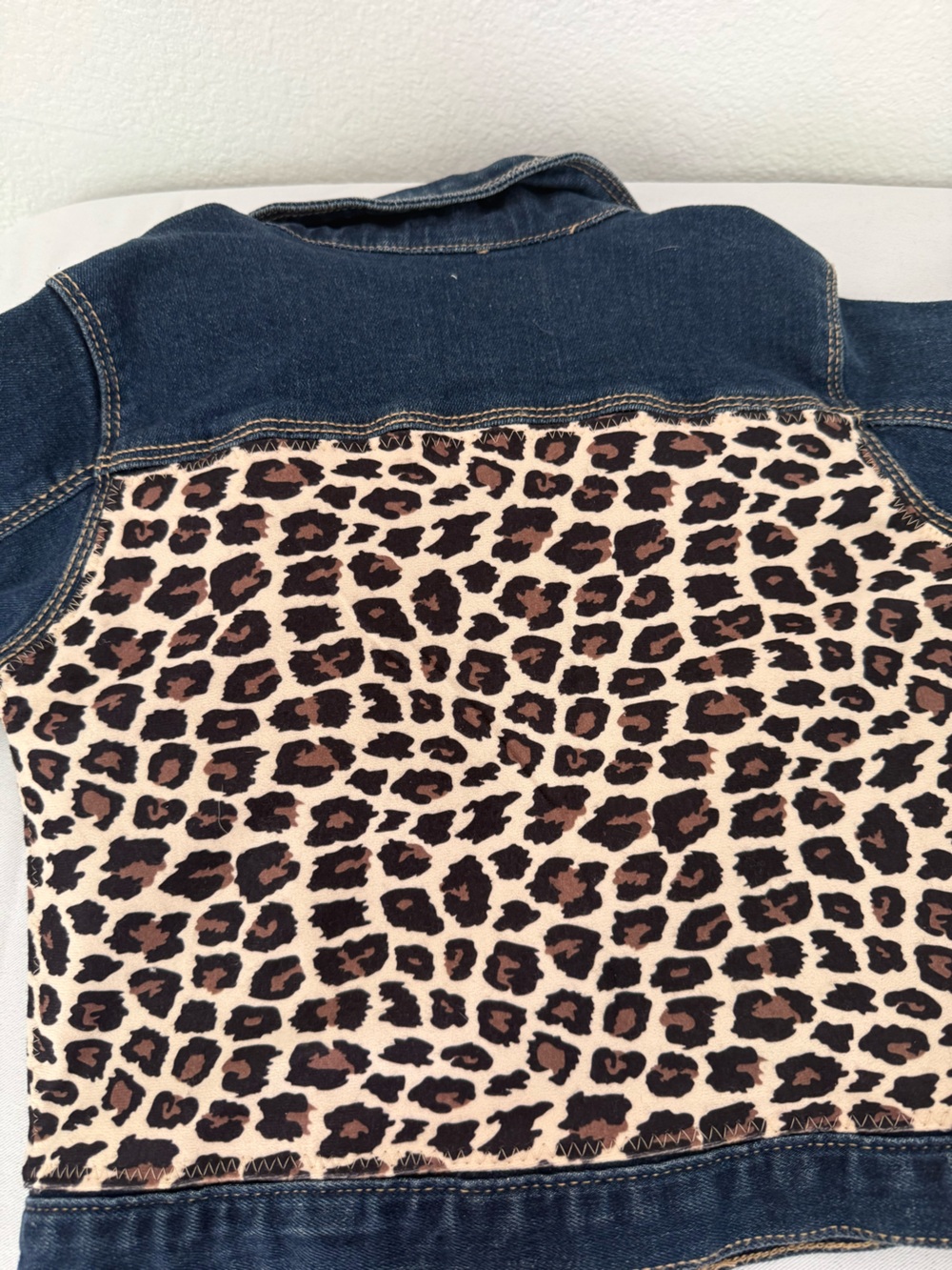Handmade Boutique Denim Jacket | Size 4T | Leopard Print Back